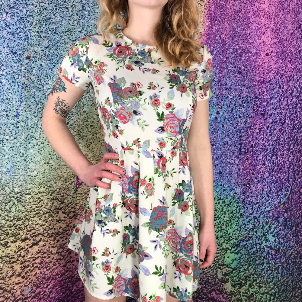 Fit and Flare Floral Print Babydoll Mini Dress